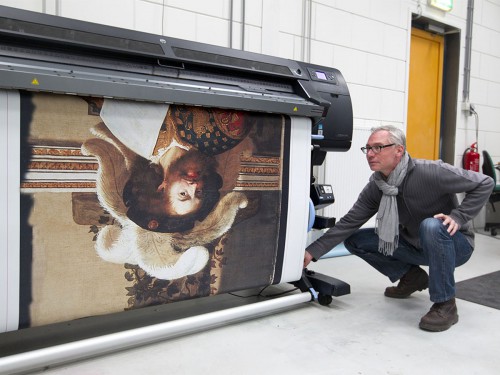 Replica Oranjezaal voor Huygens Tentoonstelling in Grote Kerk Den Haag, groot formaat print op panelen, wanden en plafond, xl printing