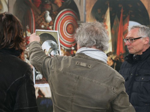 Replica Oranjezaal voor Huygens Tentoonstelling in Grote Kerk Den Haag, groot formaat print op panelen, wanden en plafond, xl printing