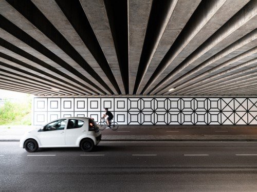 artwork, mural, kunstproject, muurschildering in een tunnel. Aam Solleveld in Amsterdam, kunst in een tunnel, door Iwaarden