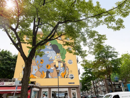 muurschildering, mural, artwork van iwaarden, Stefan Glerum, Amsterdam