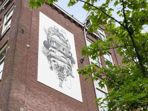 muurschildering, mural, artwork van iwaarden, nouch in Amsterdam