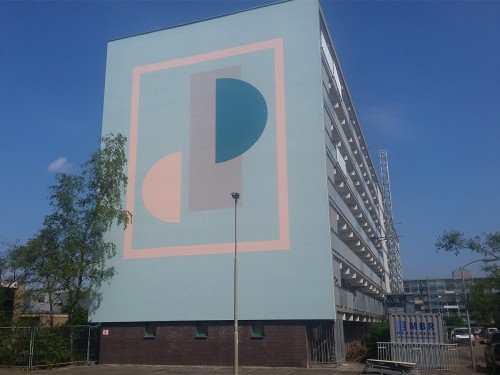 Kunstwerken op flats Haarlem, uitgevoerd door iwaarden, muurschilderingen, artwork, mural