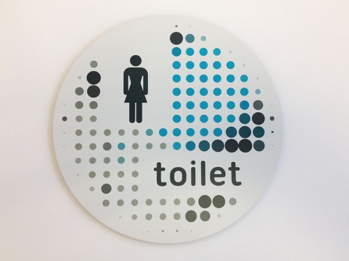 Groot formaat print op plaat, Print-to-plate, signing, Toiletbordje, eibond bewegwijzering, Iwaarden