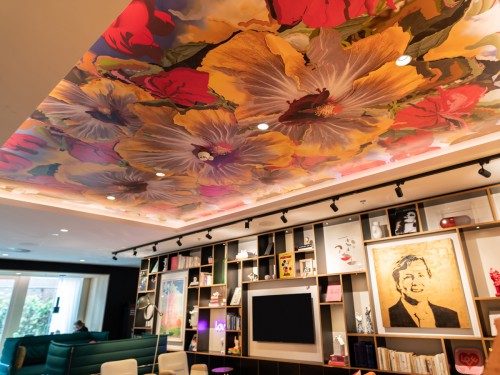 Project in hotel citizenM Amsterdam aan de Amstel, Print op plafon door PinarViola plafonddecoratie 