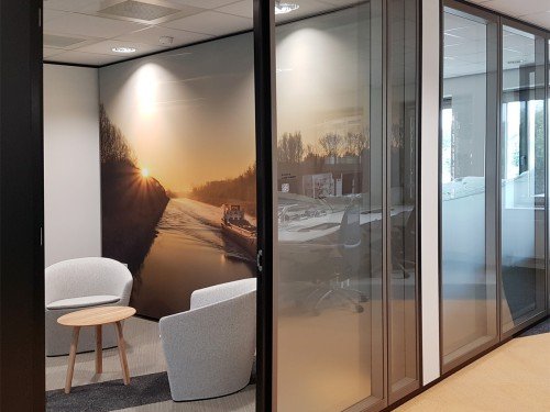 wandbekleding voor kantoor - window graphics, wallcovering, seamless wallpaper, textile frame, naadloos behang en textielframe