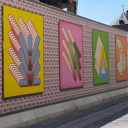 Art in the public space - Mural by artist Sigrid Calon in xl print on walls of passage in Tilburg